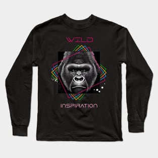 Gorilla Ape Wild Nature Animal Illustration Art Drawing Long Sleeve T-Shirt